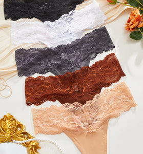 Elegant Lace Trim Thong