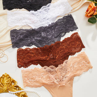 Elegant Lace Trim Thong
