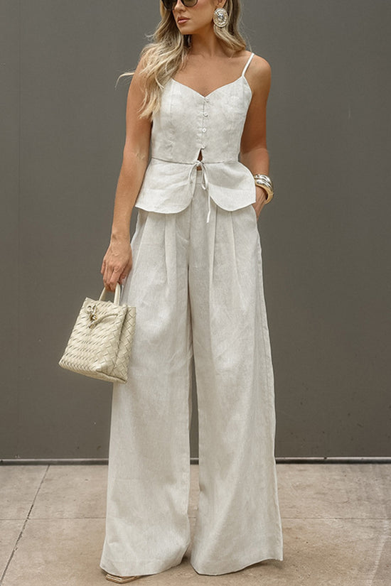 Elegant Sleeveless Peplum Pants Set