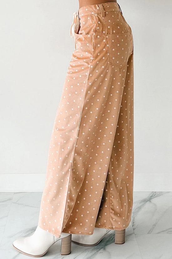 Polka Dot Wide-Leg Casual Trousers