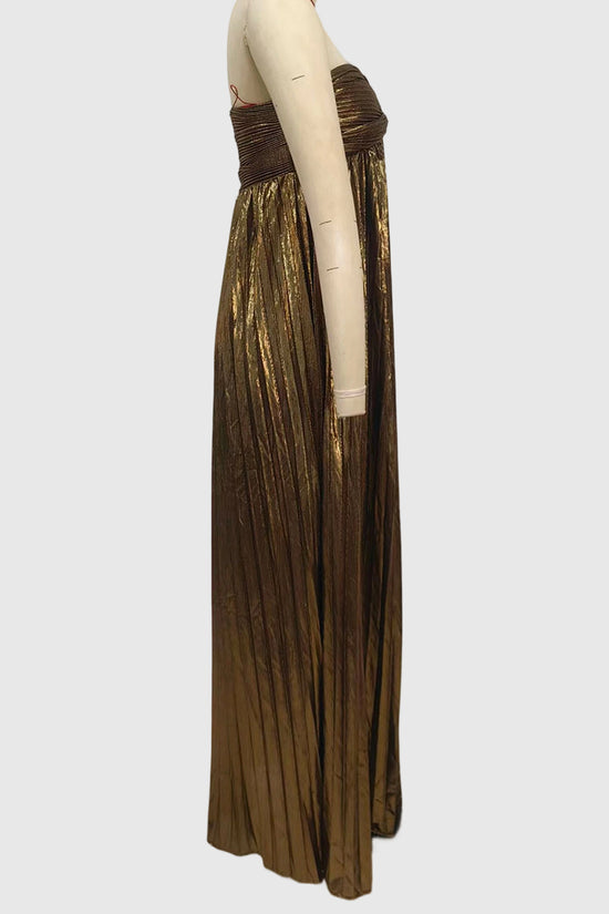 Strapless Metallic Slit Dress
