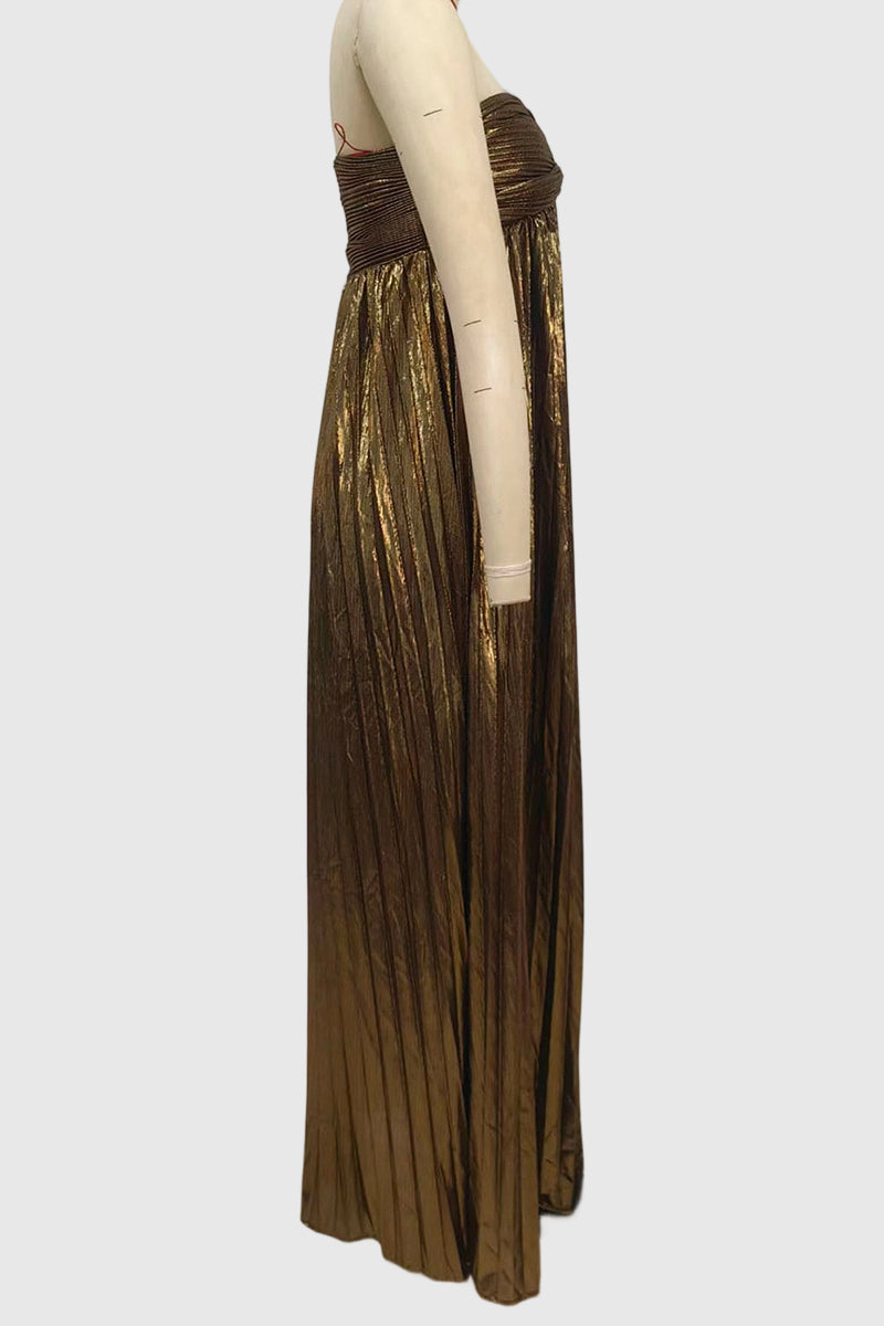 Strapless Metallic Slit Dress