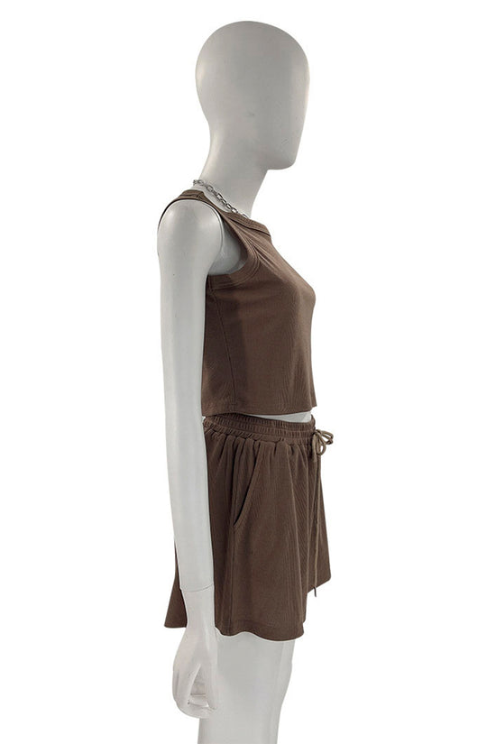 Sleeveless Crop Top and Shorts Set