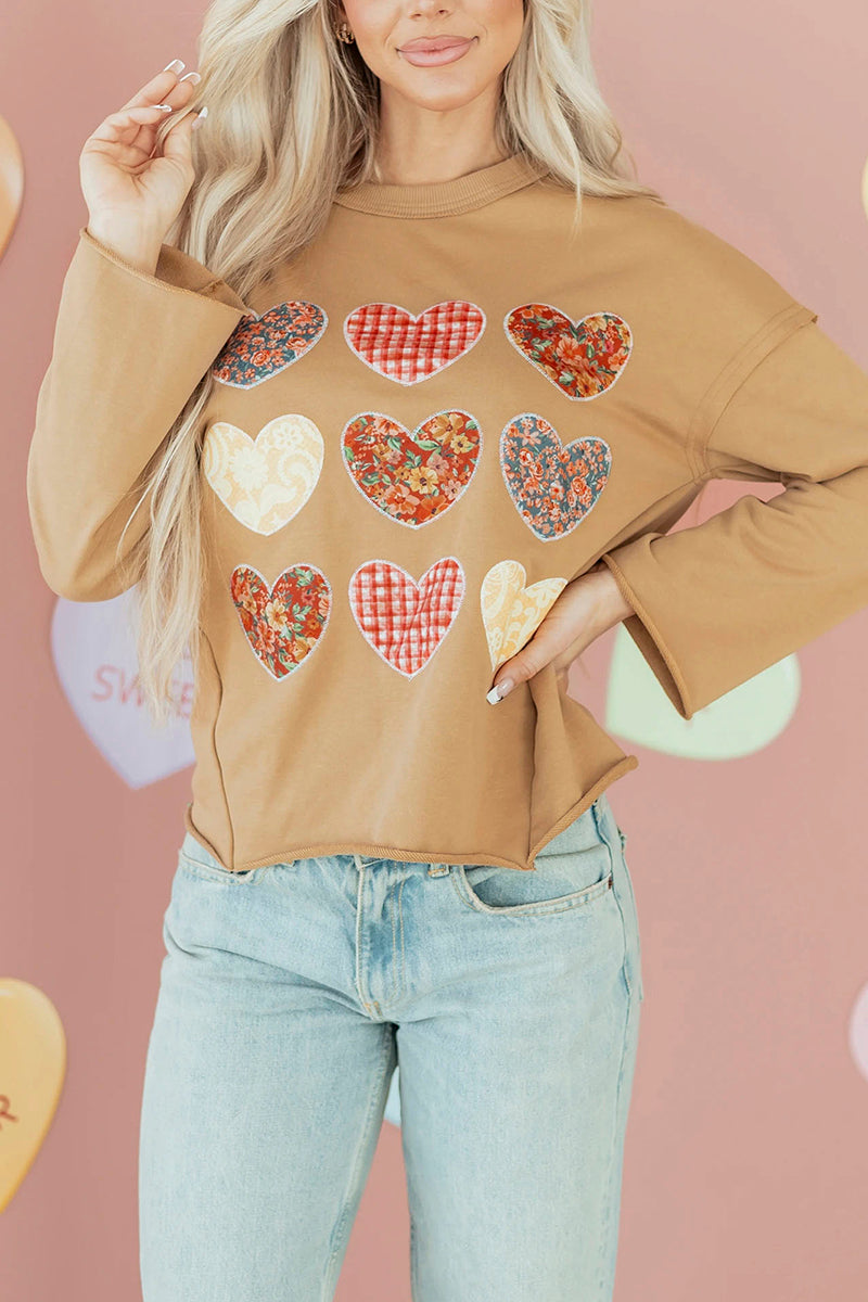 Heart Detail Patchwork Sweatshirt