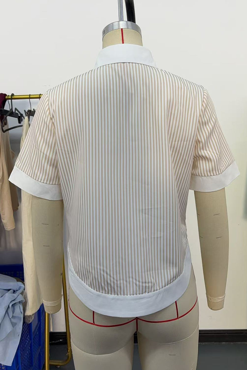 Striped Button-Up Short Sleeve Shirt