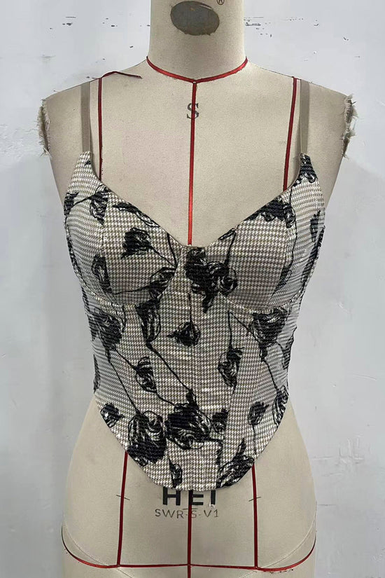 Floral Print Sleeveless Corset Top