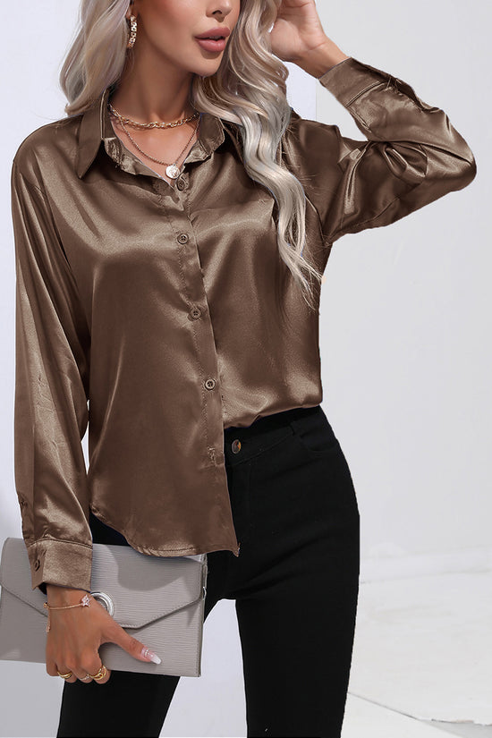 Elegant Long Sleeve Button-Up Blouse