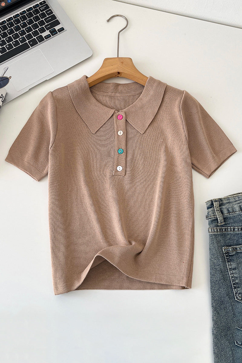 Stylish Polo T-Shirt with Button Accents