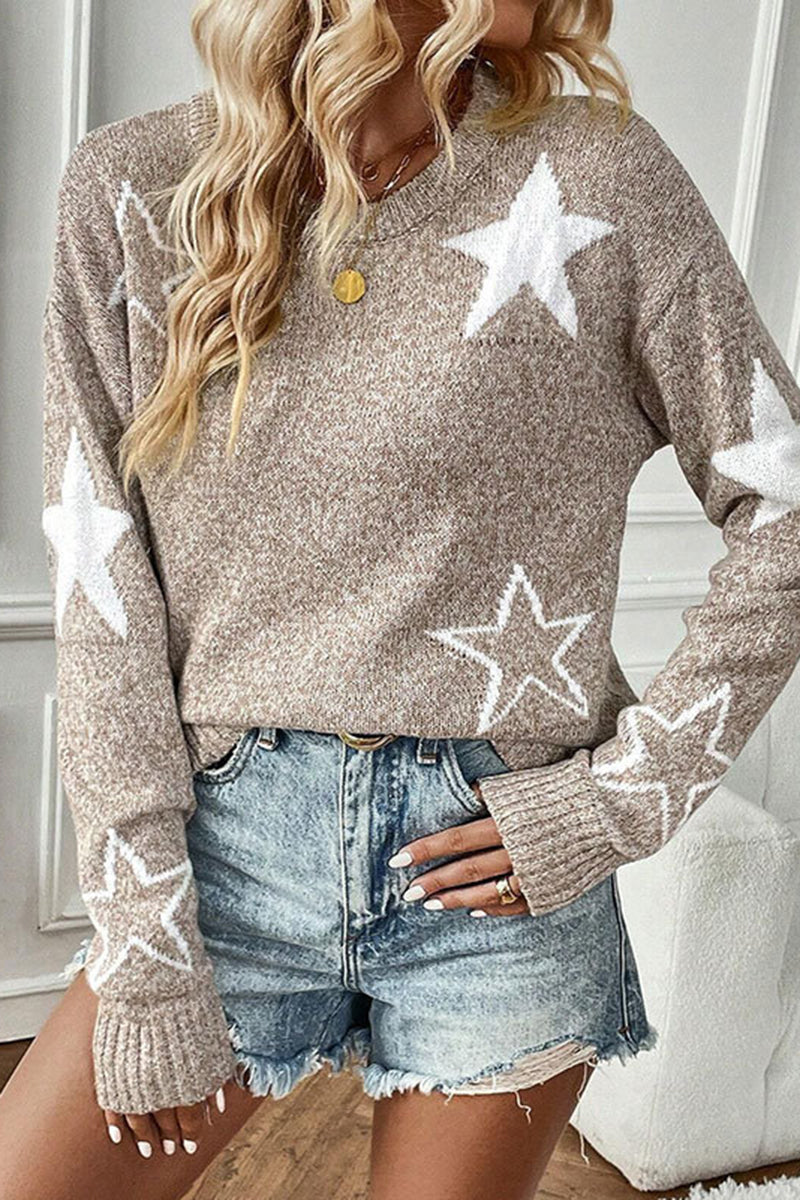 Star Patterned Casual Sweater