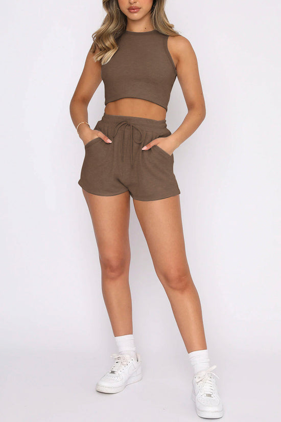 Sleeveless Crop Top and Shorts Set