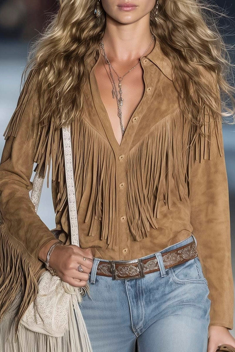 Fringe Detail Western Style Jacket