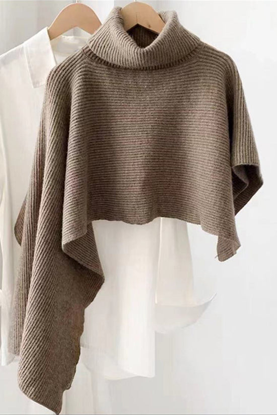 Turtleneck Knit Cape Shrug