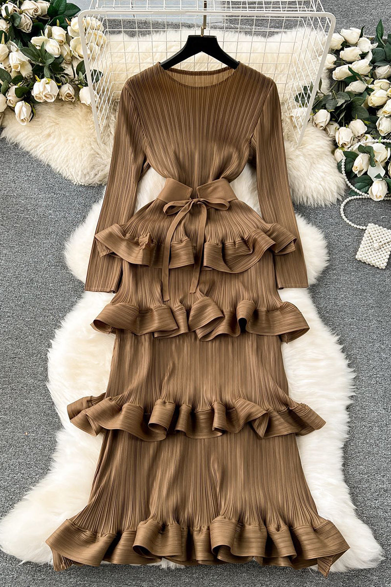 Tiered Ruffle Long Sleeve Casual Dress