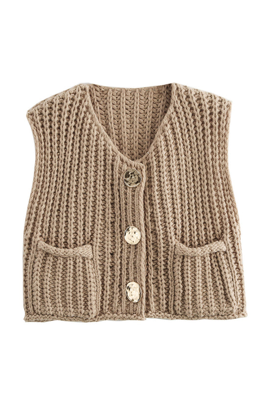 Textured Button-Up Sweater Vest