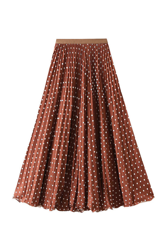 Polka Dot Pleated Midi Skirt