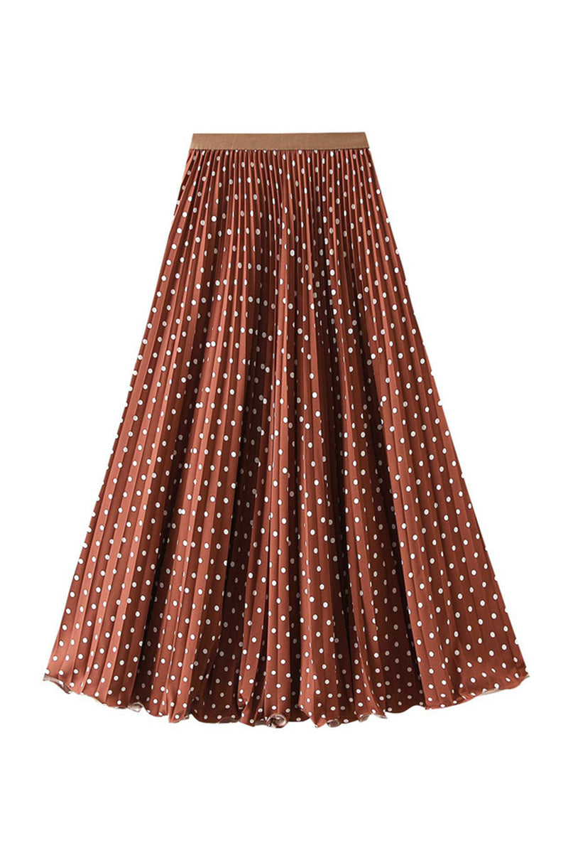 Polka Dot Pleated Midi Skirt