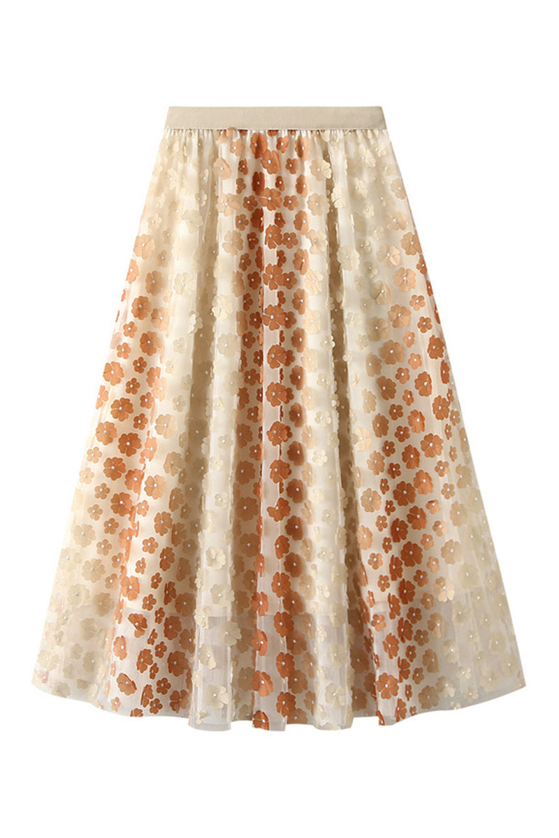 Floral Overlay Flowing Skirt