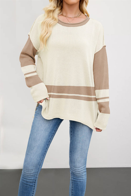 Striped Contrast Sleeve Sweater