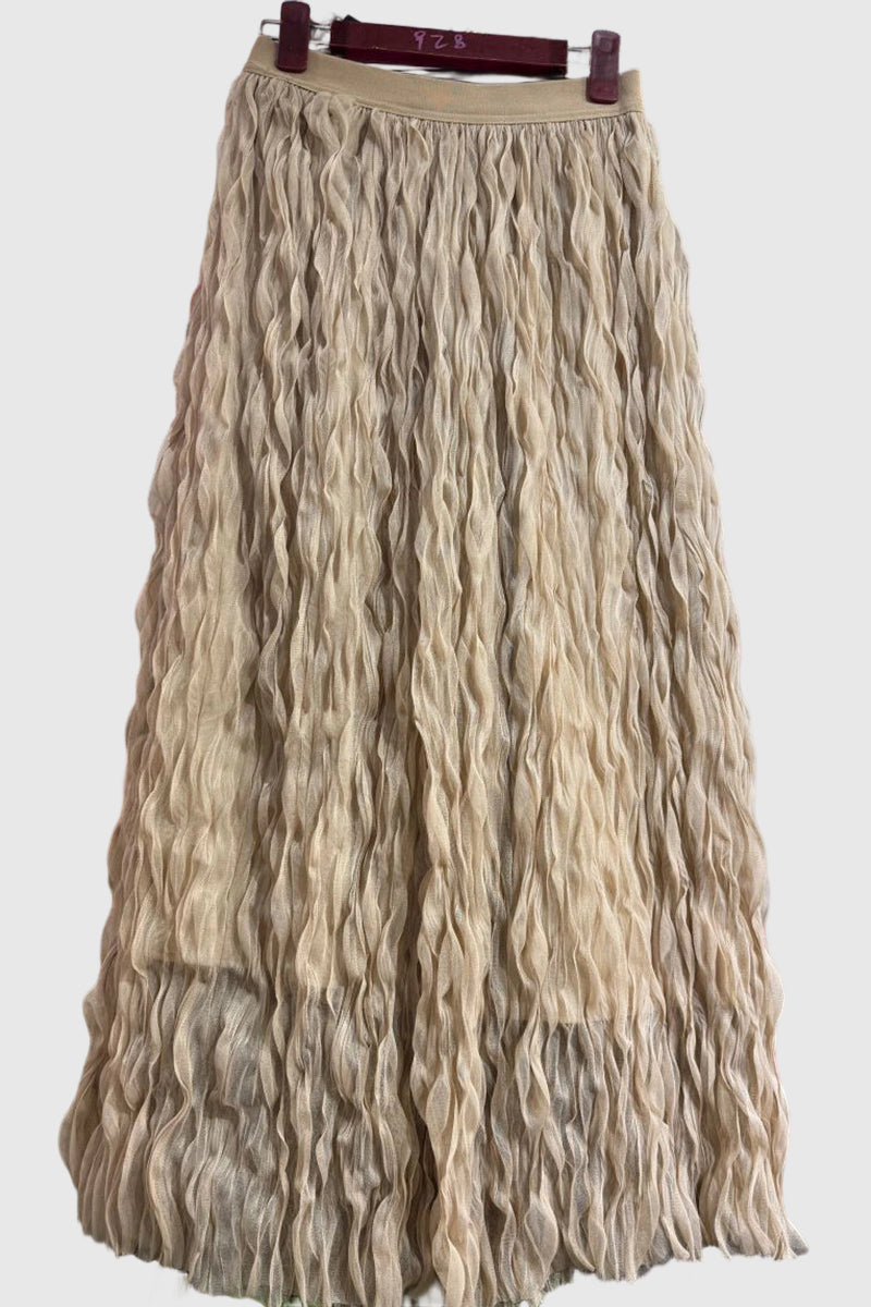 Flowing Textured Midi Skirt