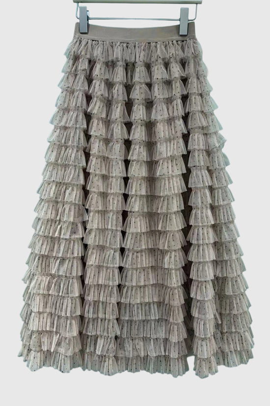 Layered Midi Skirt with Ruffle Charm