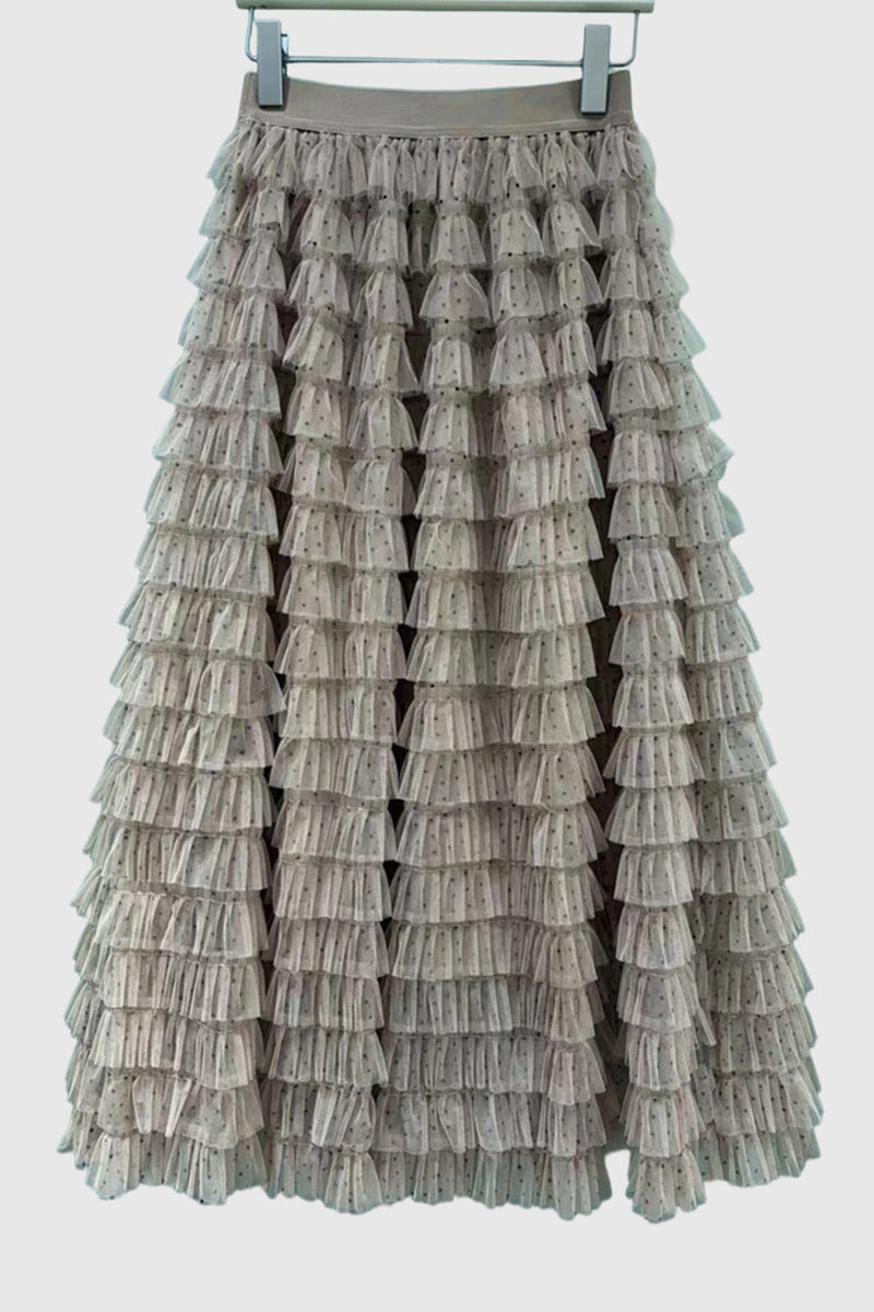 Layered Midi Skirt with Ruffle Charm
