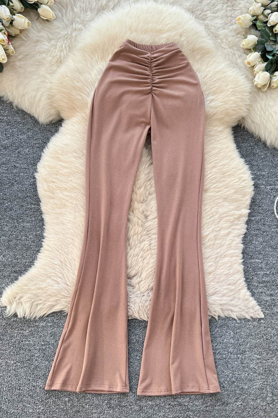 Elegant Pleated Casual Flare Pants