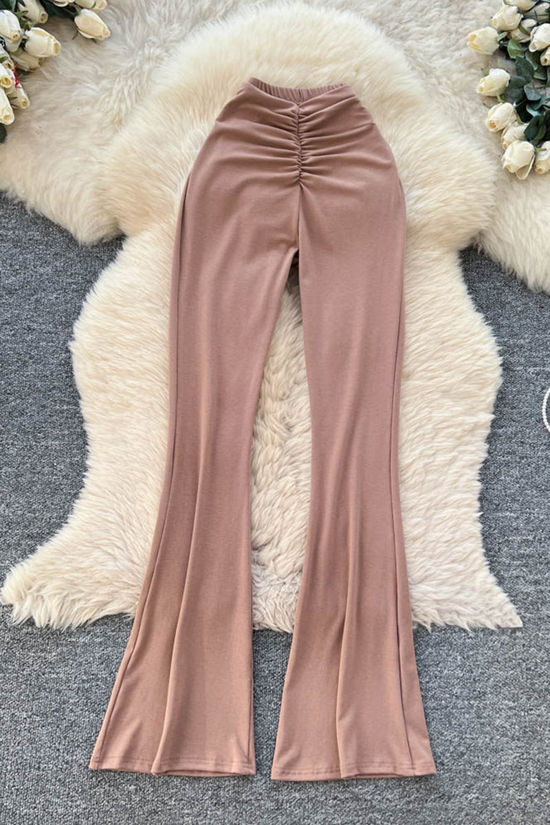 Elegant Pleated Casual Flare Pants