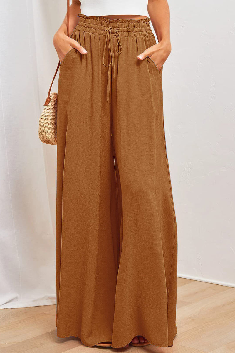 High-Waist Wide-Leg Casual Pants