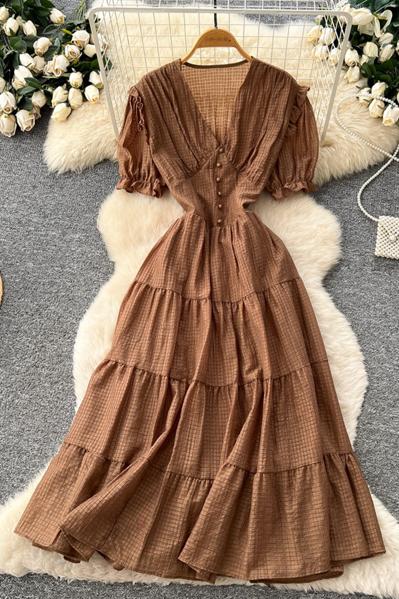 Effortless Tiered Button-Detail Dress