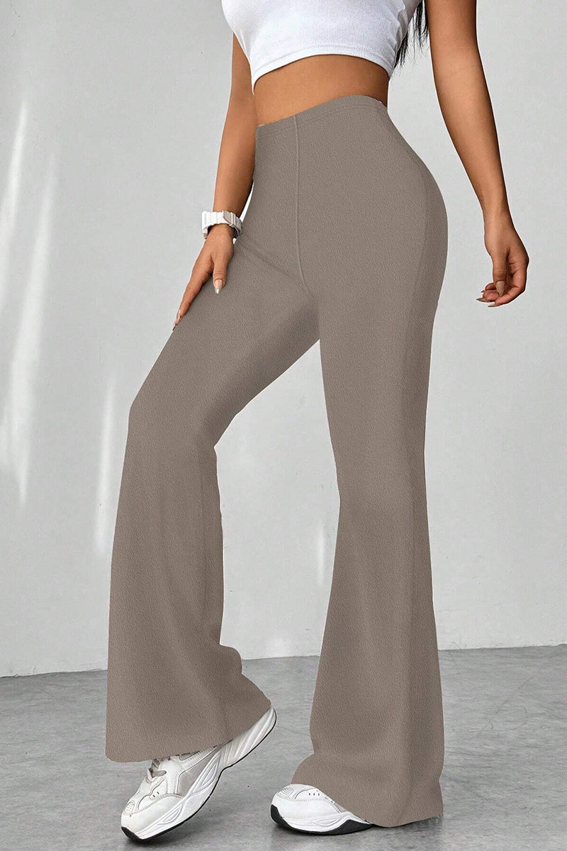 Houndstooth High-Waisted Flared Casual Pants