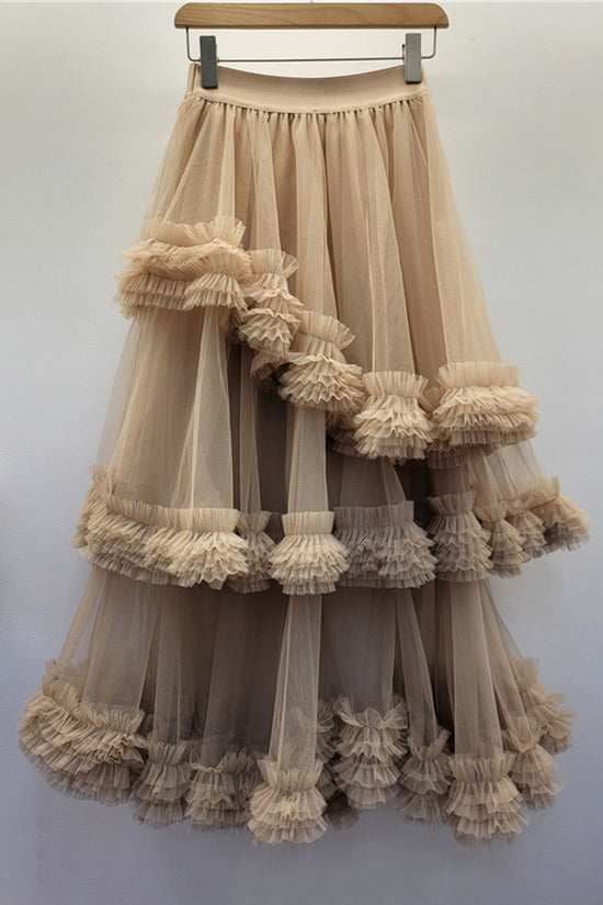 Flouncy Tiered Midi Skirt