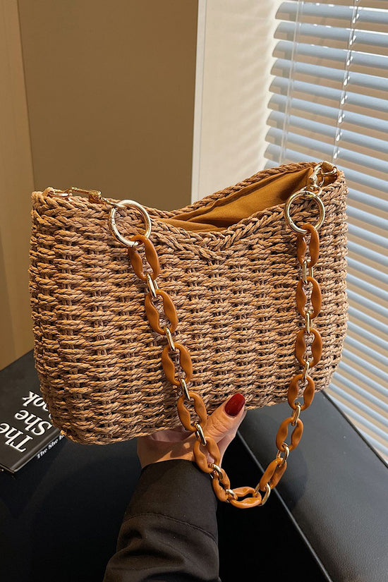 Woven Chain Strap Shoulder Bag