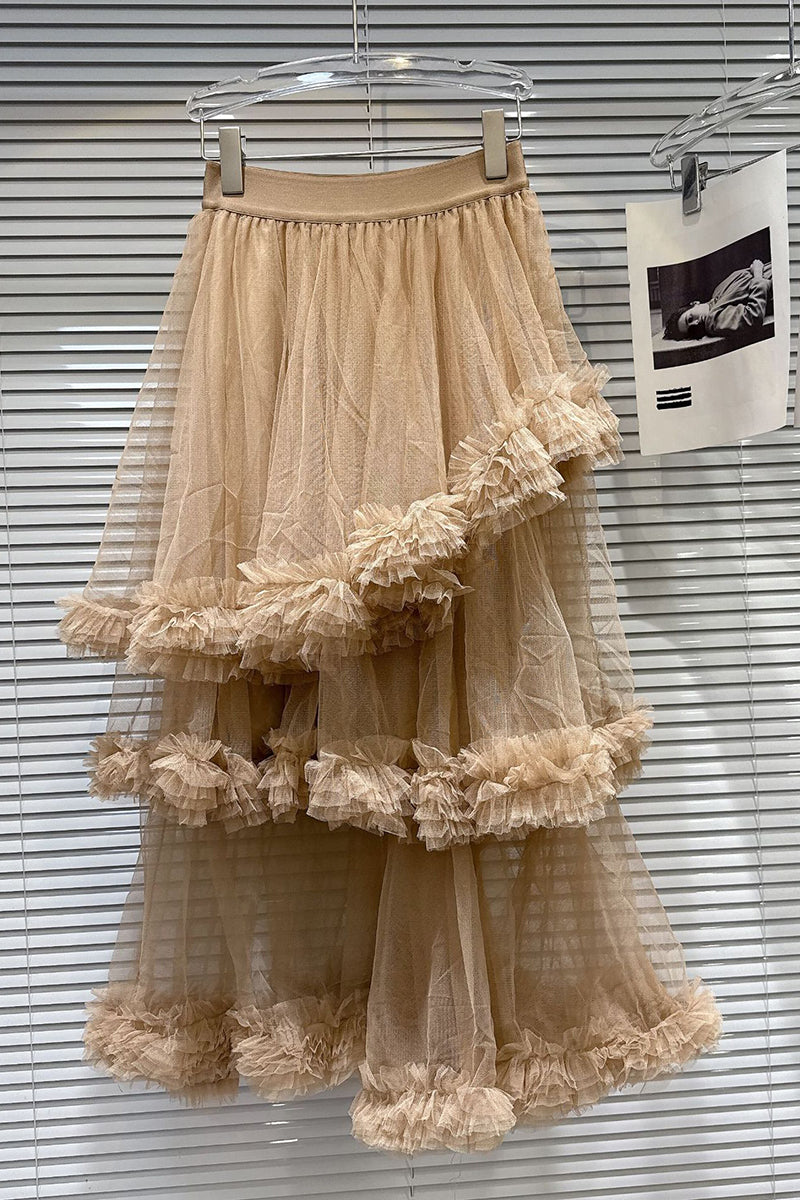 Tiered Ruffle Midi Skirt