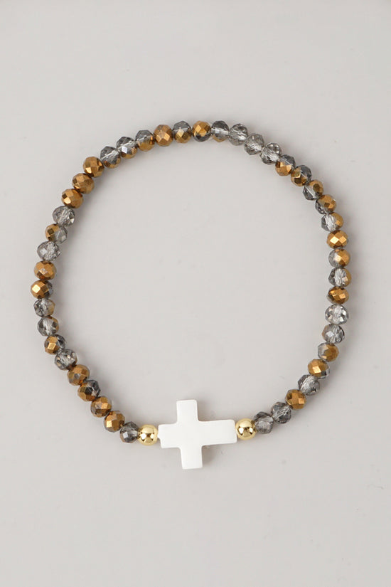Elegant Beaded Cross Bracelet