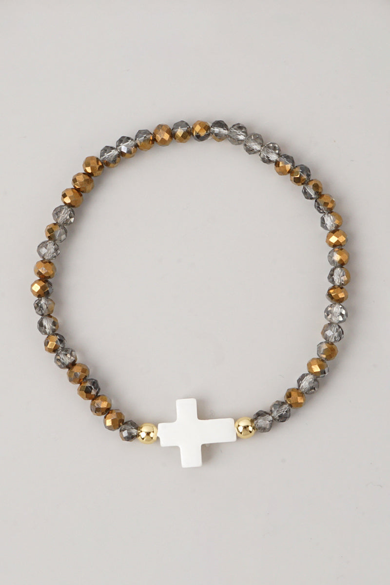 Elegant Beaded Cross Bracelet