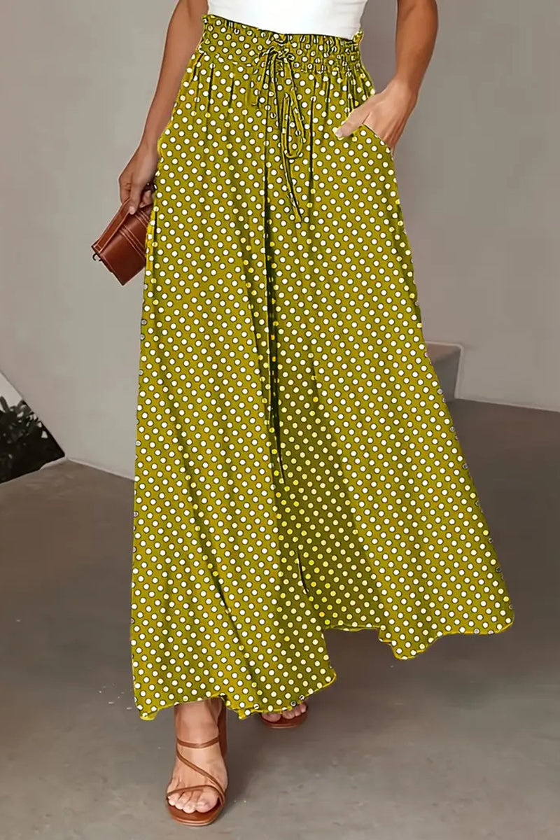 Polka Dot High-Waist Casual Pants
