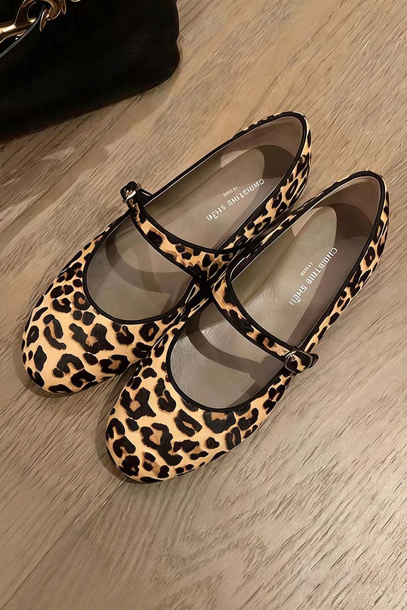 Leopard Print Mary Jane Flats