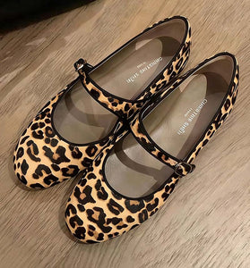 Leopard Print Mary Jane Flats