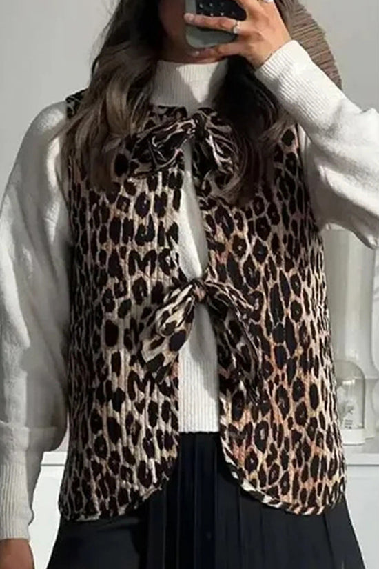 Leopard Print Sleeveless Vest