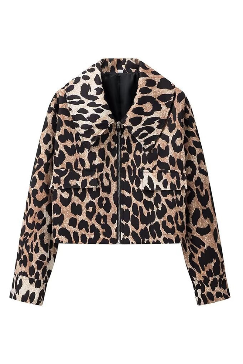 Leopard Print Zip-Front Jacket