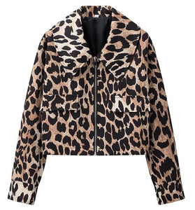 Leopard Print Zip-Front Jacket