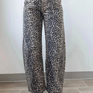 Leopard Print Barrel Jeans
