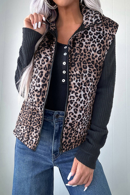 Leopard Print Sleeveless Vest