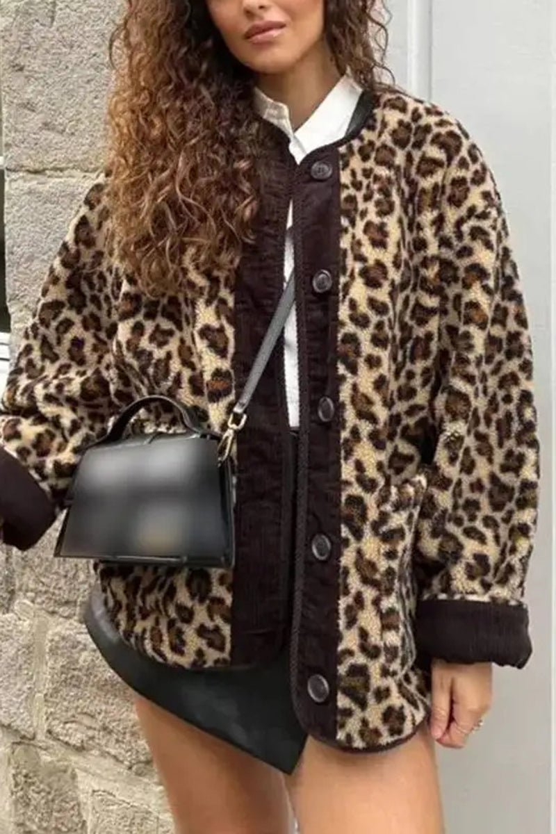 Leopard Print Button-Up Jacket