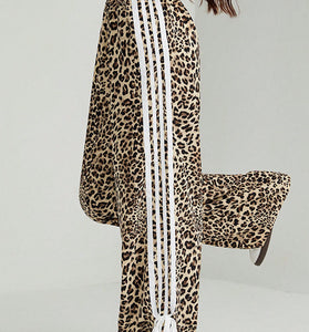 Leopard Print Stripe Casual Pants