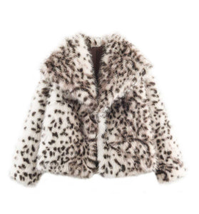 Elegant Animal Print Faux Fur Coat