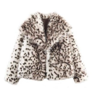 Elegant Animal Print Faux Fur Coat