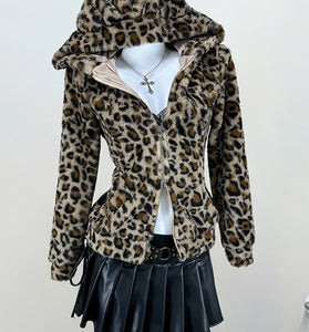 Leopard Print Zip-Up Hoodie