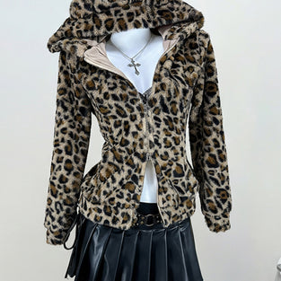 Leopard Print Zip-Up Hoodie