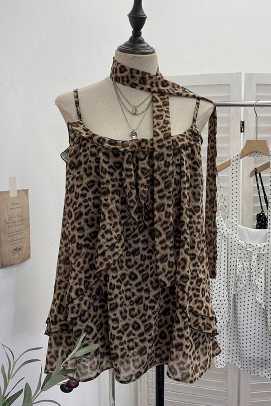 Leopard Ruffle Tank Top